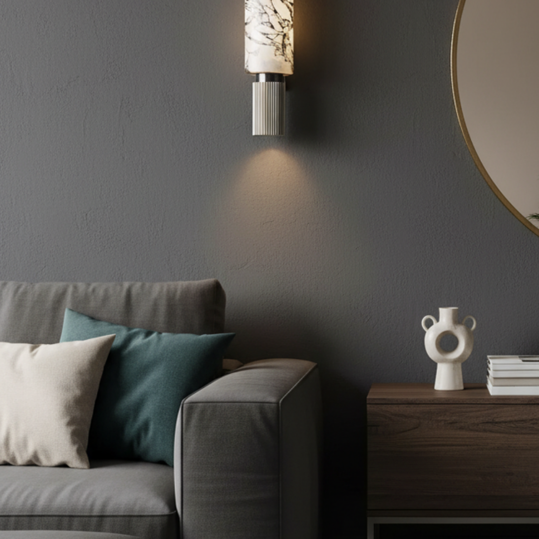 Contemporary Design Alabaster Marble Wall Sconce & Copper – Alabaster