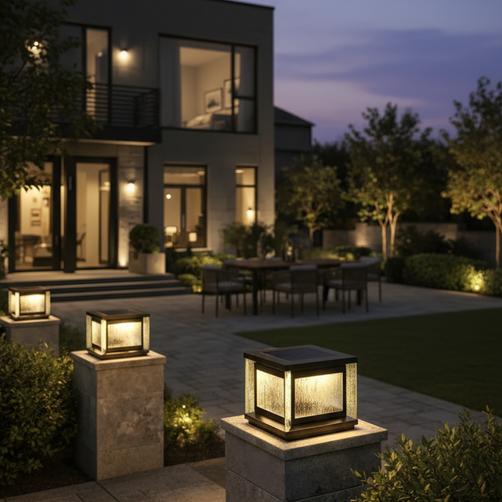 Waterproof outdoor solar lamp post in neo-Chinese style – Zolaris