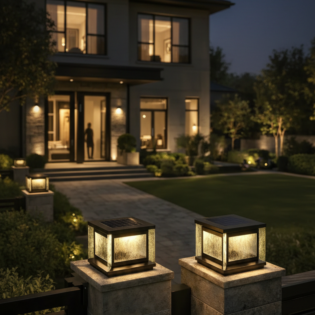 Waterproof outdoor solar lamp post in neo-Chinese style – Zolaris