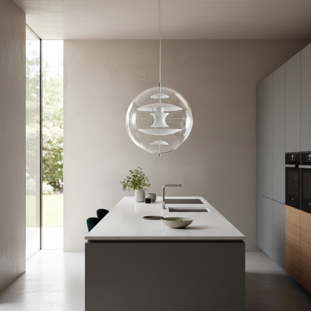 Led sphere pendant light metallic finish contemporary ambiance-Orbital Harmony