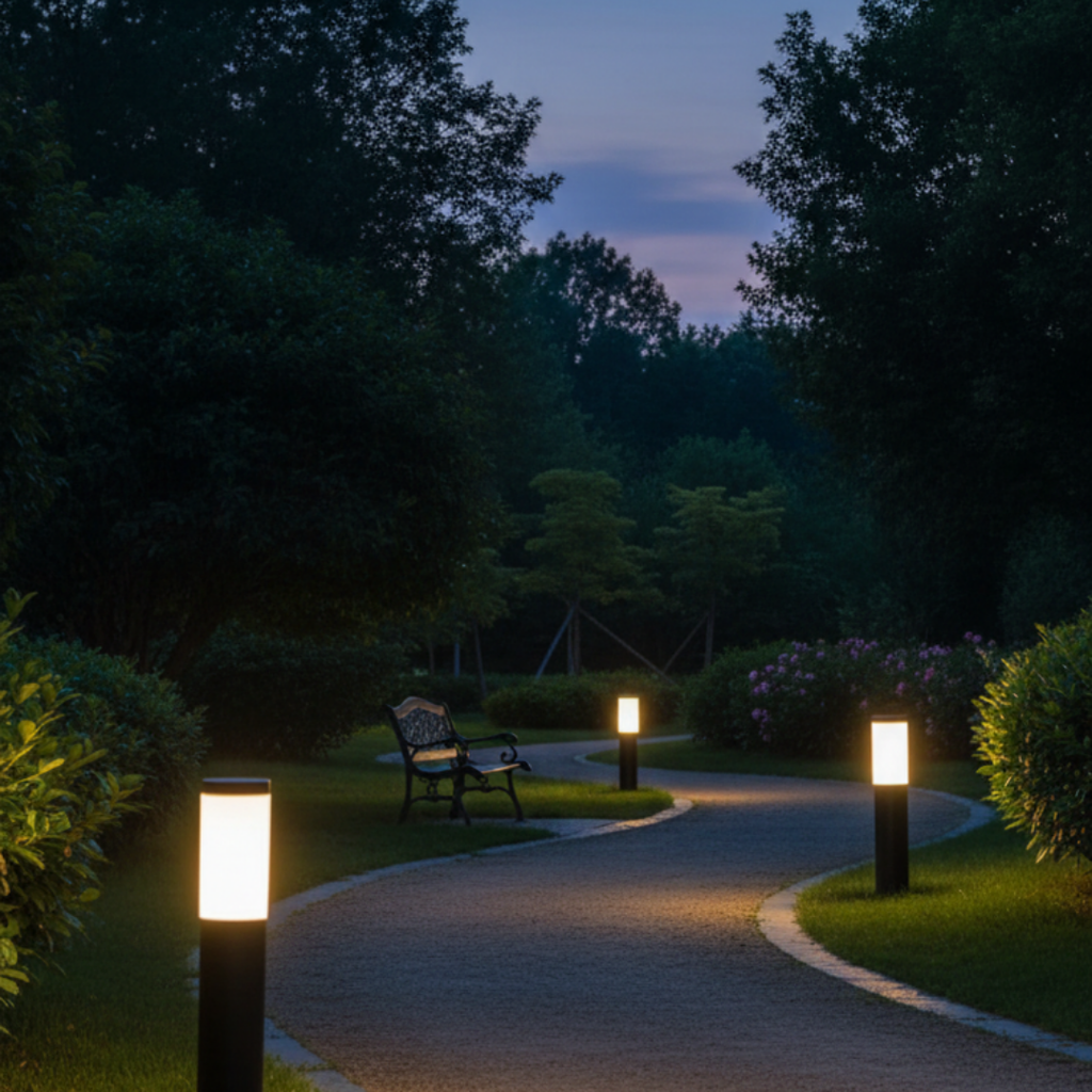 Outdoor light post in stainless steel – Célestar