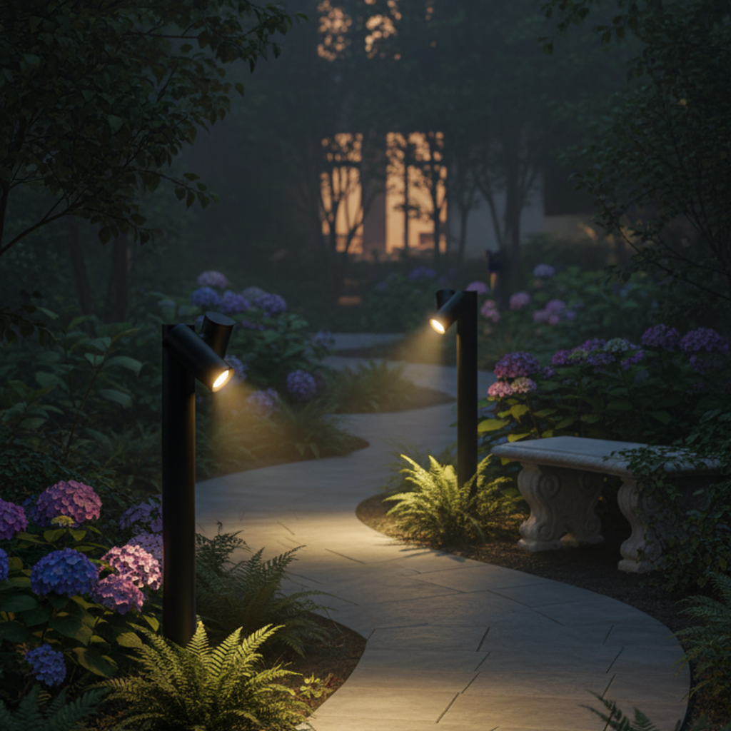 Modern aluminum garden lamp post – Sylvaria