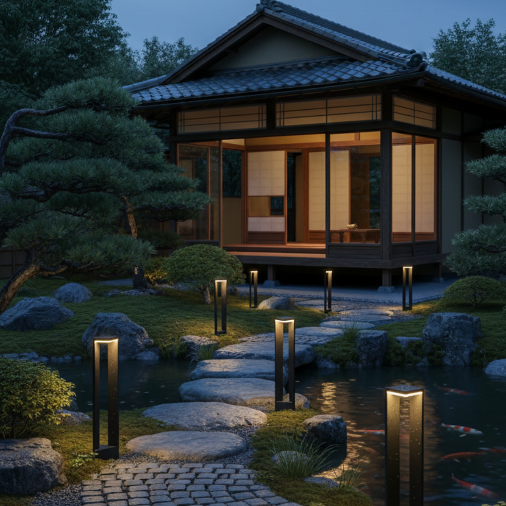 Modern garden lamp in black aluminum – Ataraxia