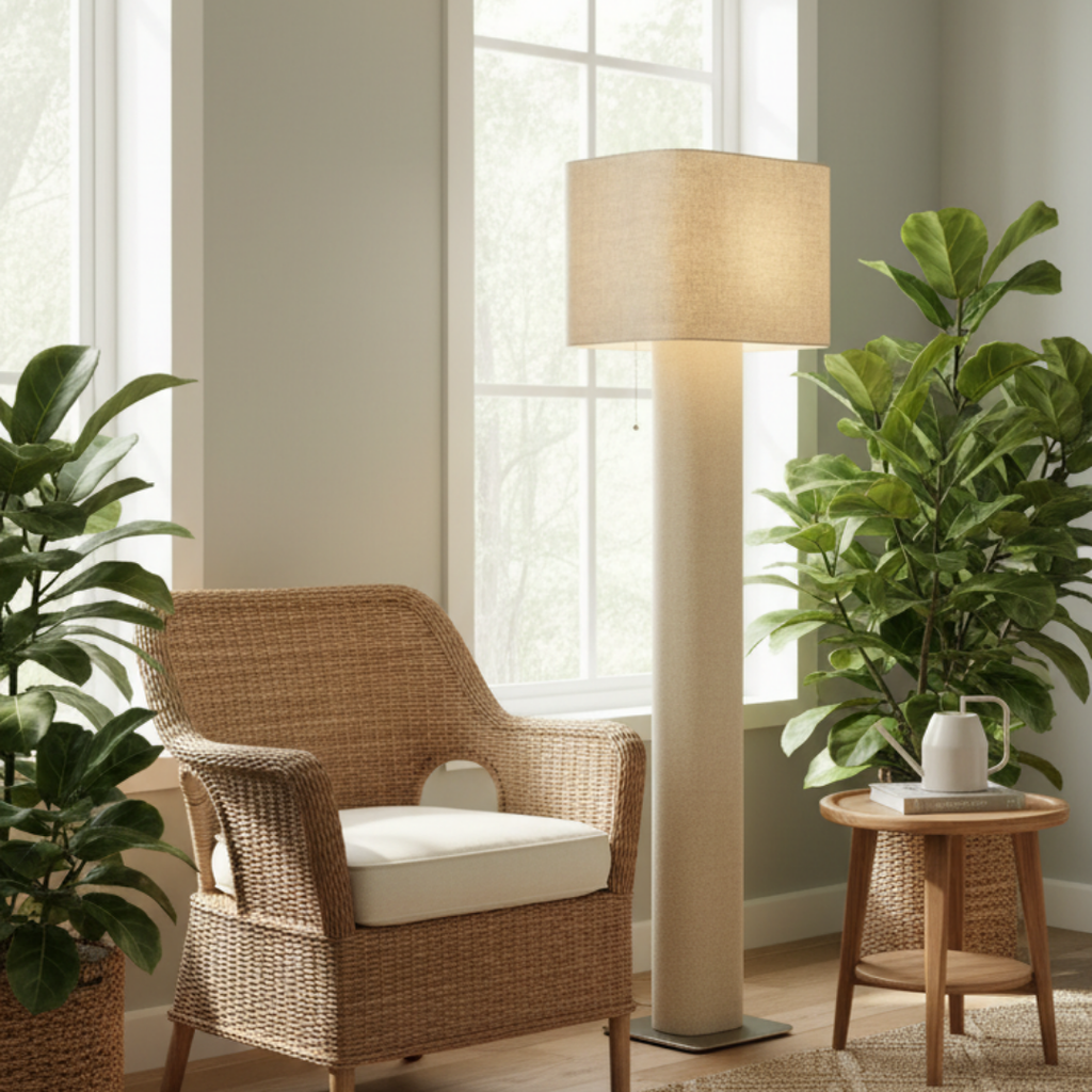 Fabric floor lamp for living room – Calytrix