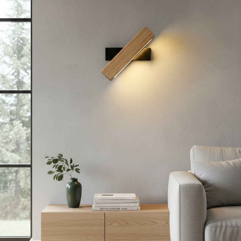 360° rotating wooden wall light for bedroom – Serenalo