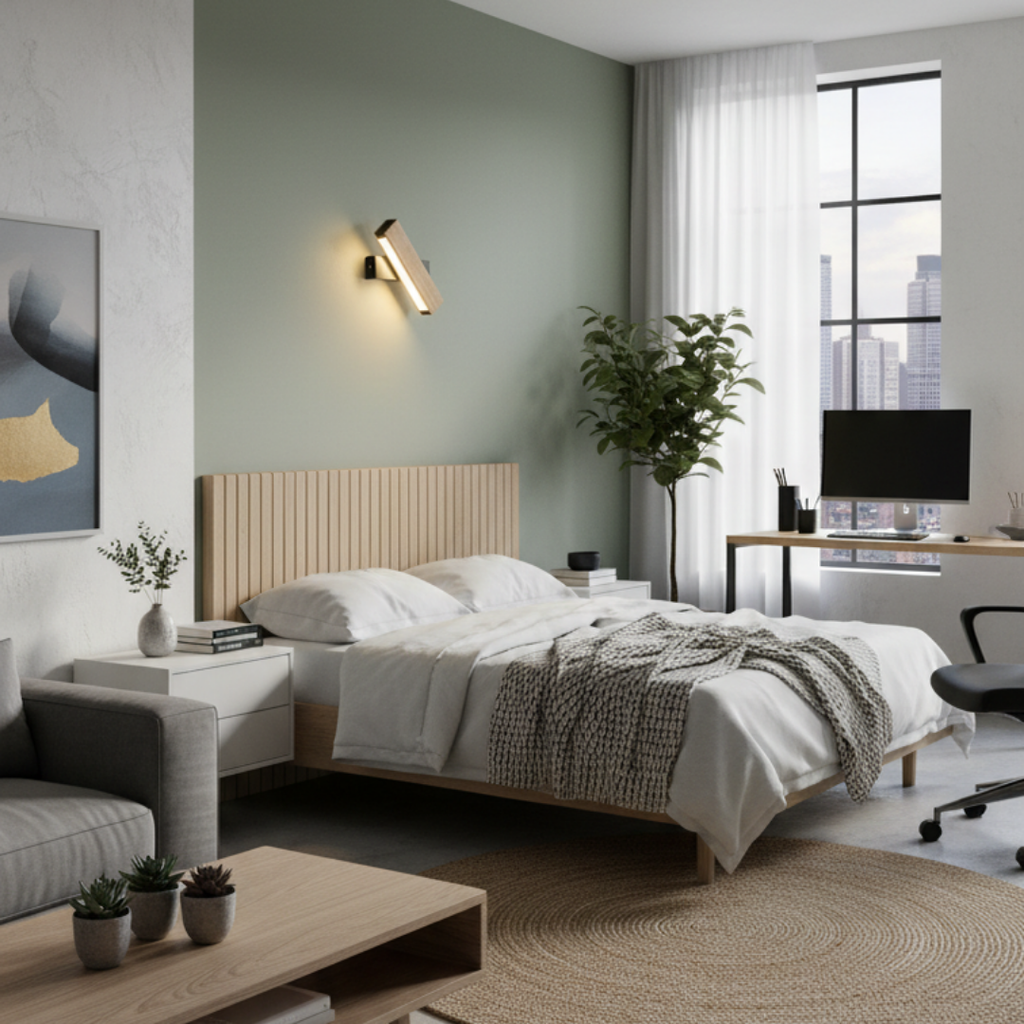 360° rotating wooden wall light for bedroom – Serenalo