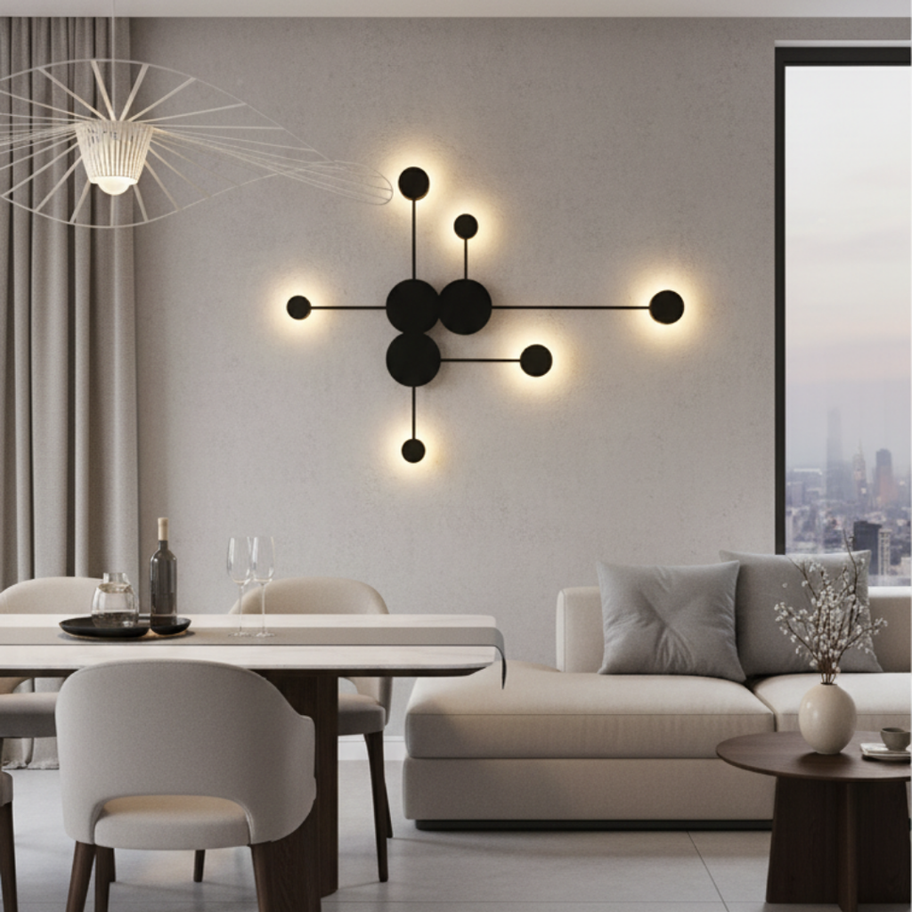 Modern black iron wall light for living room – Noctario