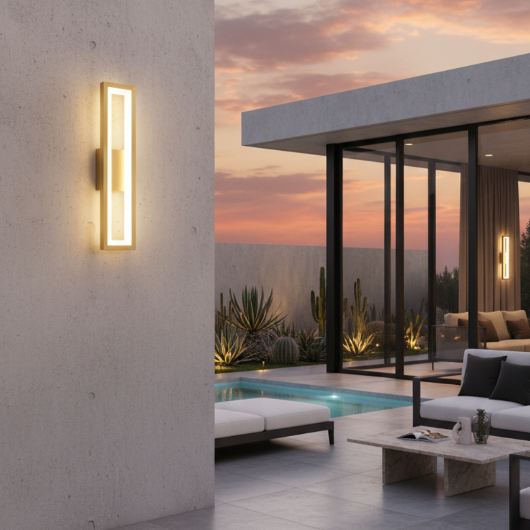 Vivarise Modern Waterproof LED Wall Light in Gold Aluminum
