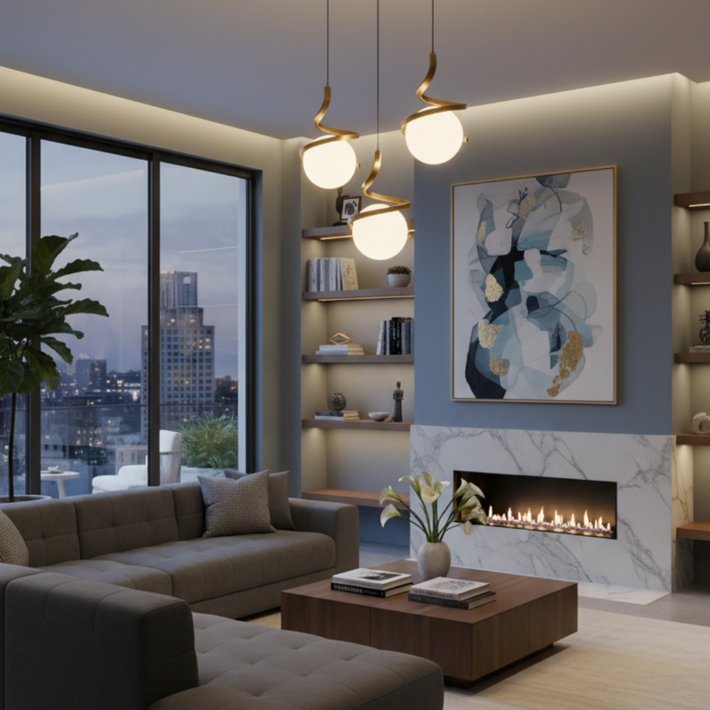 Elegant suspension ambiance deco glass and iron design-Orbia