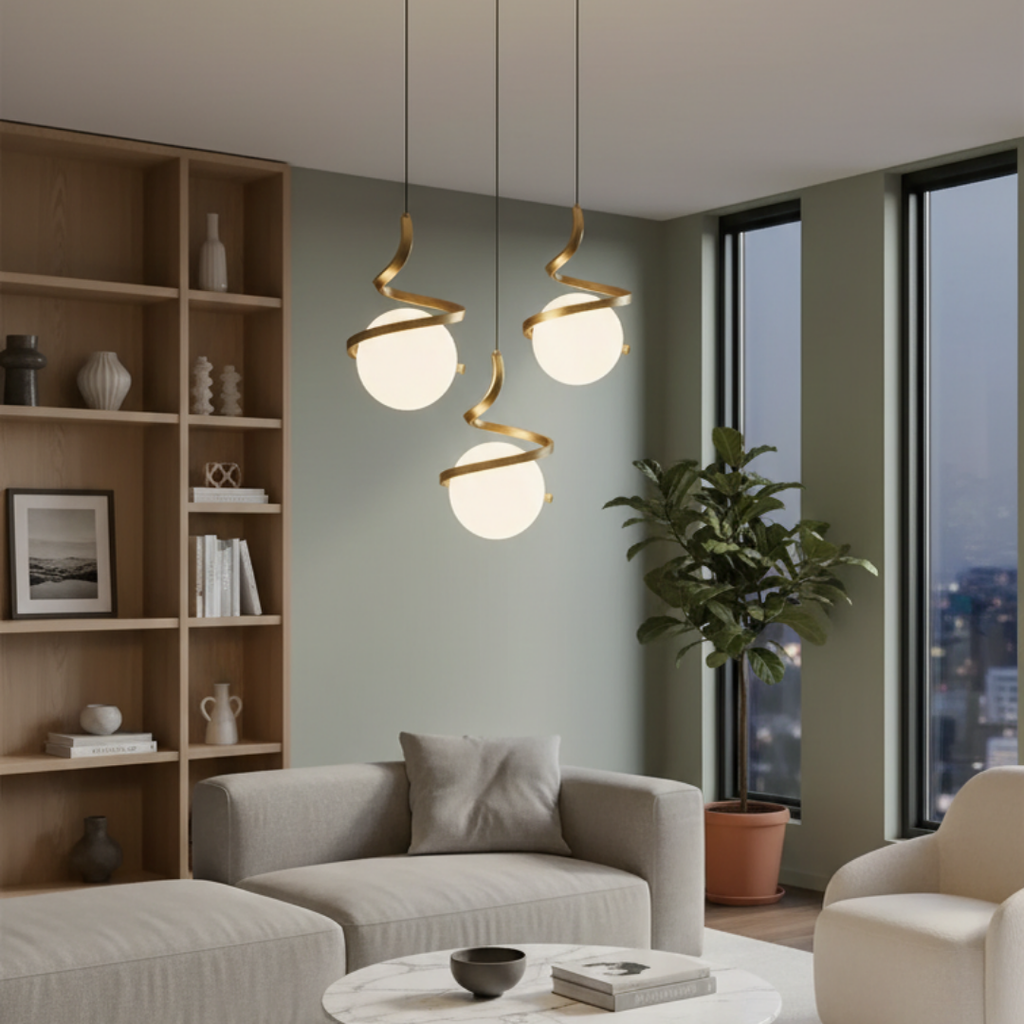 Elegant suspension ambiance deco glass and iron design-Orbia