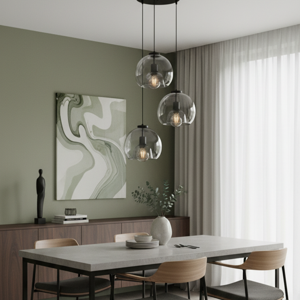 Refined interior pendant light & warm clear glass-Modernato