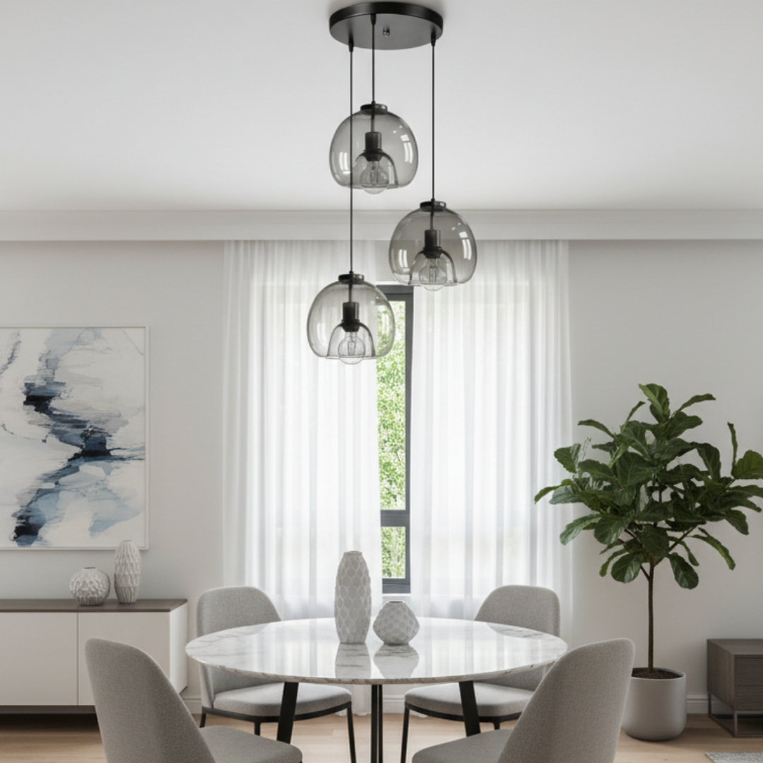 Refined interior pendant light & warm clear glass-Modernato