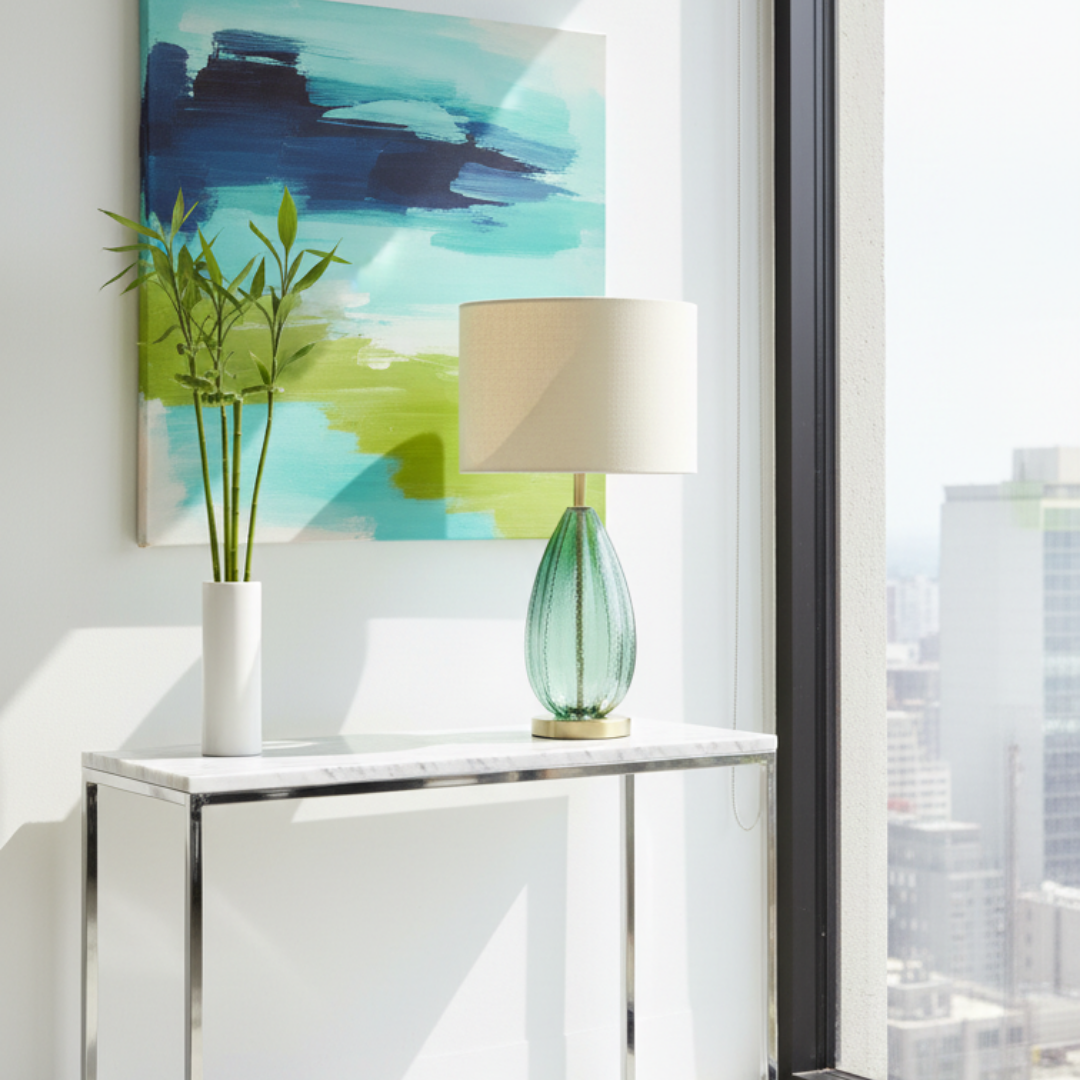 Bedside Lamp Glass Metal Vintage Design – Ulmos