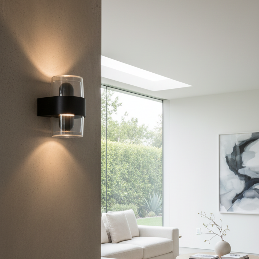 Black aluminum outdoor wall light – Myrthol