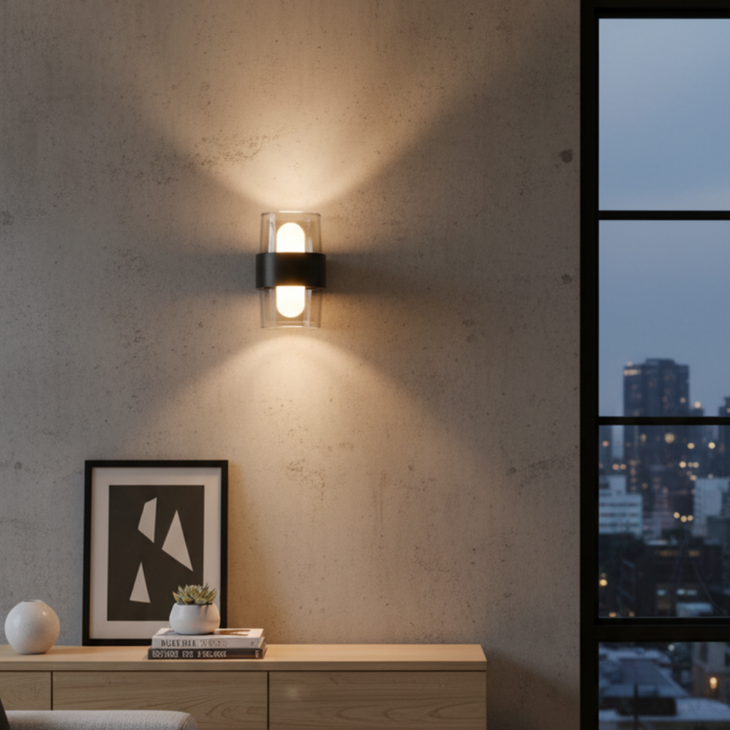 Black aluminum outdoor wall light – Myrthol