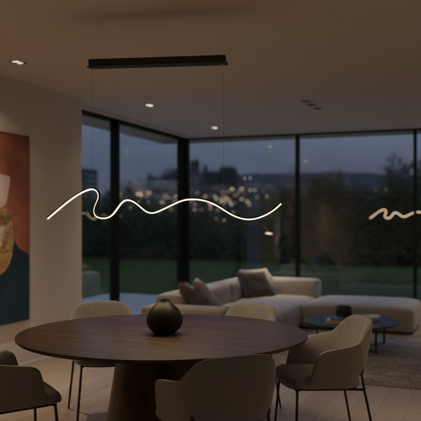 Modern black led pendant light for interiors-Caeluxique