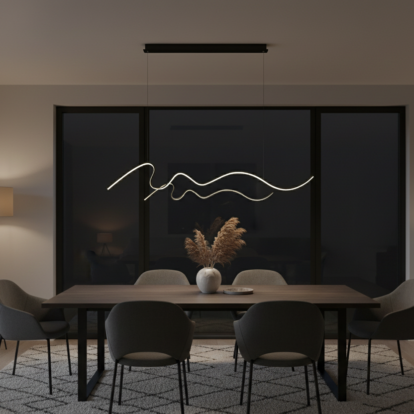Modern black led pendant light for interiors-Caeluxique