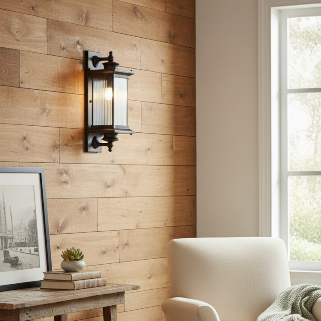 Retro Outdoor Wall Light in Black – Mirrored