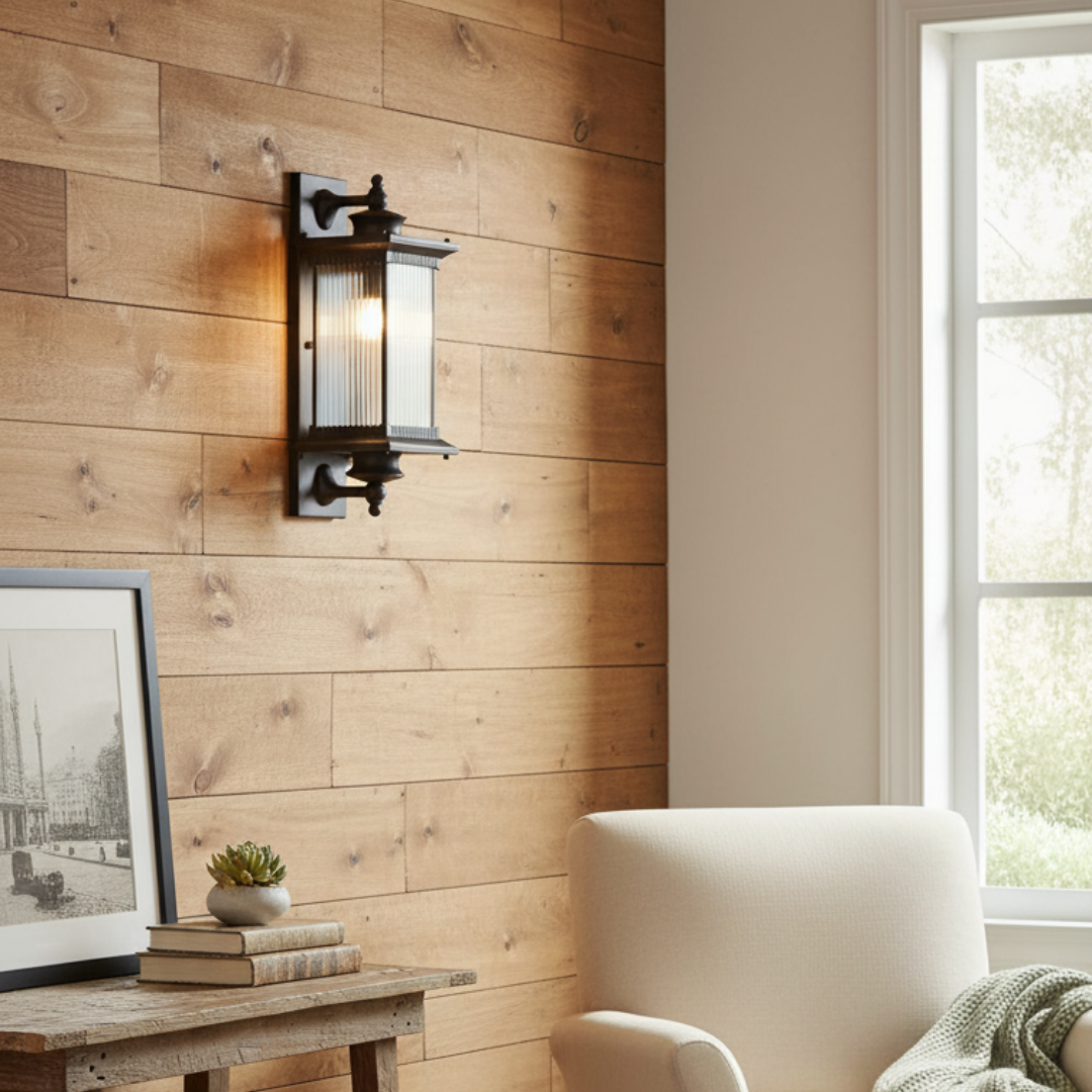 Retro Outdoor Wall Light in Black – Mirrored