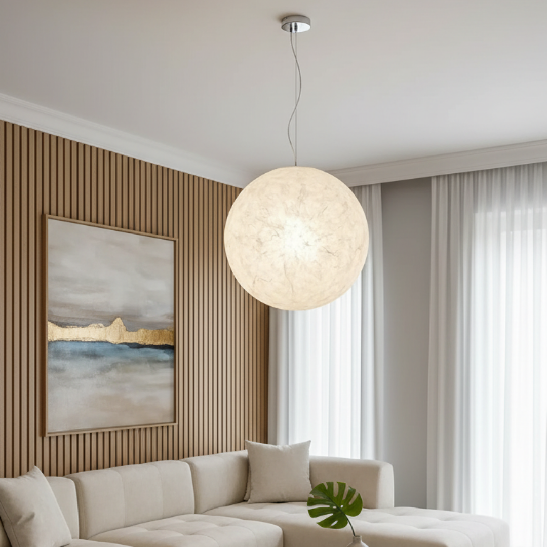 White metal led pendant light-Lunaris