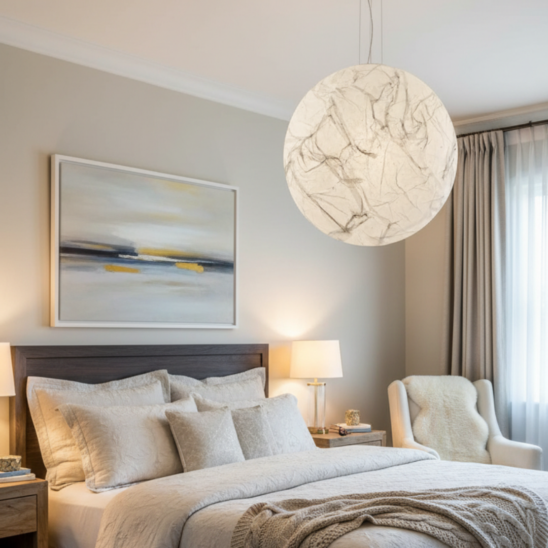 White metal led pendant light-Lunaris