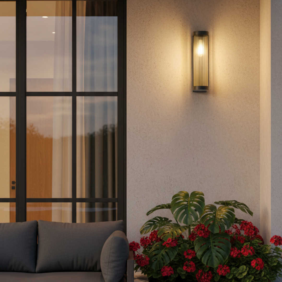 Outdoor Wall Lamp in Metal and Glass – Solaréa