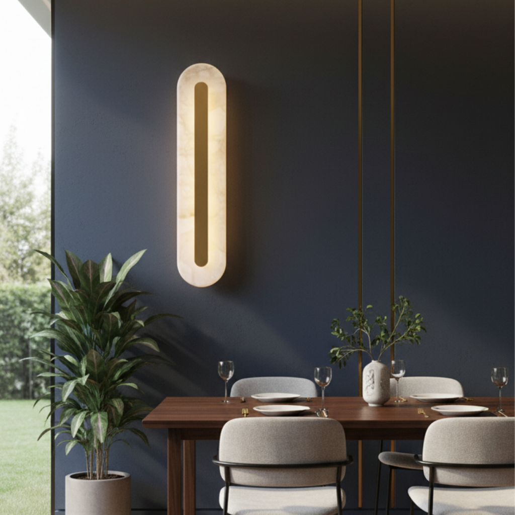 Copper and marble wall light for bedroom – Marmoréa