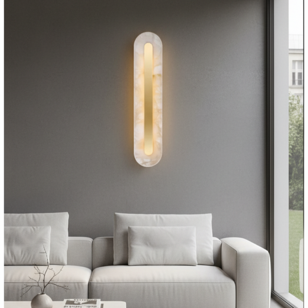 Copper and marble wall light for bedroom – Marmoréa