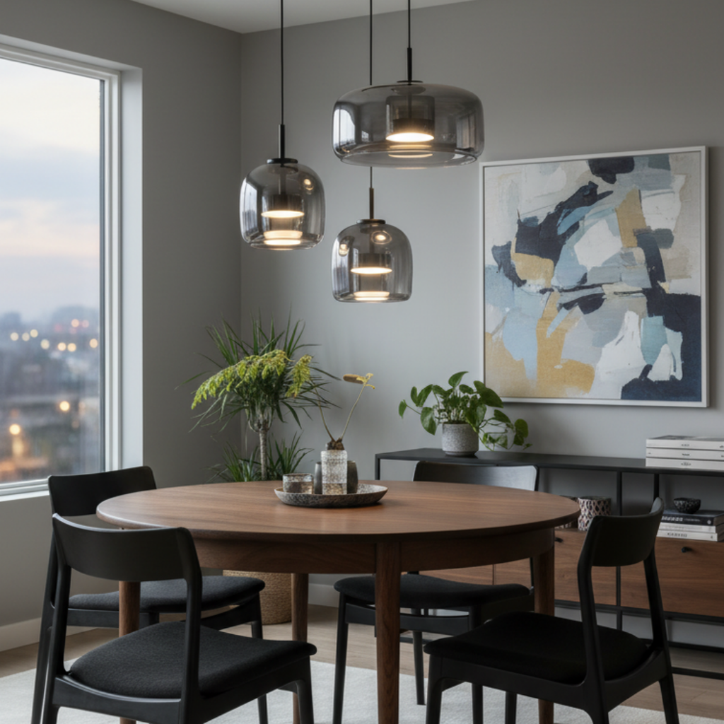 Contemporary ambiance gray pendant light-Vetro