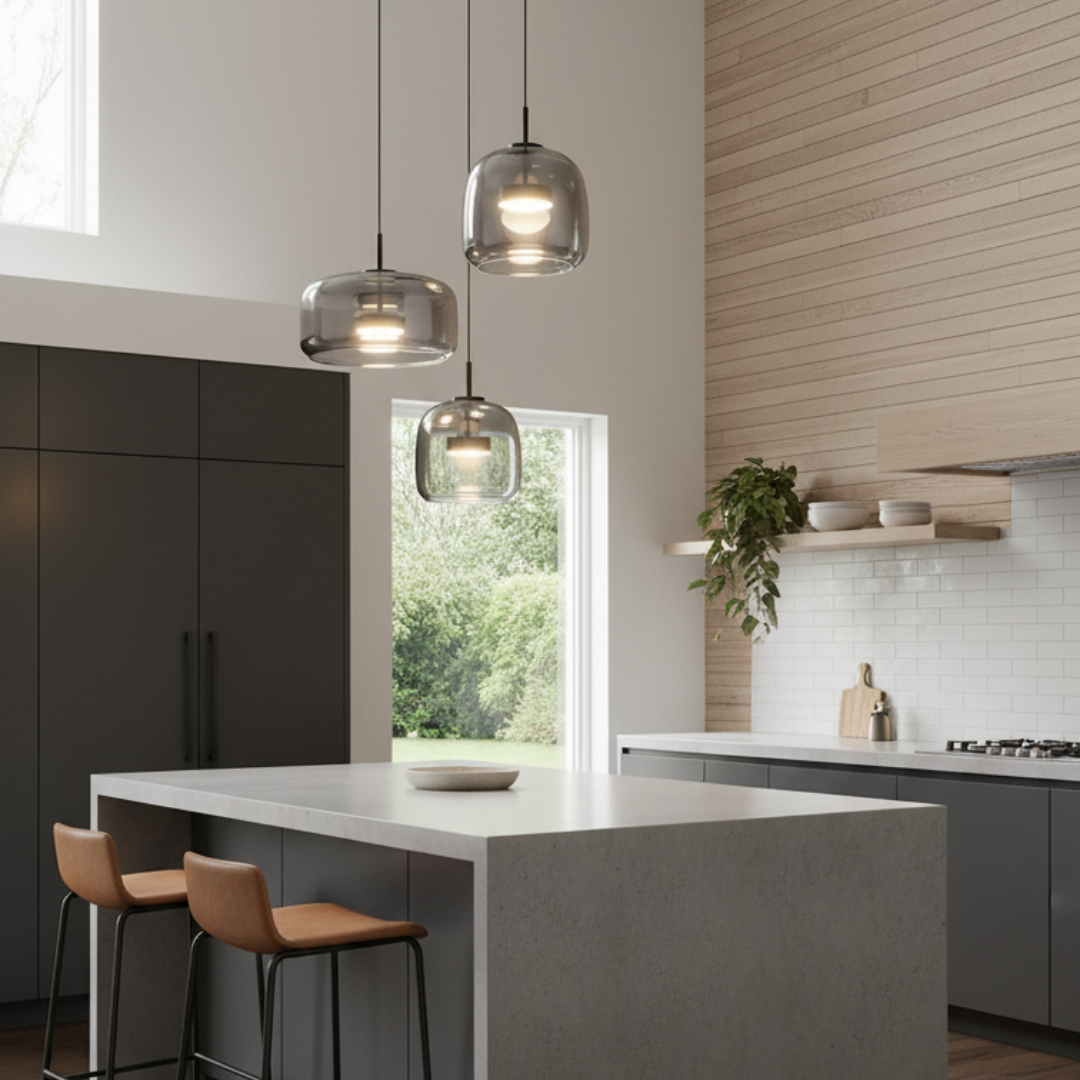 Contemporary ambiance gray pendant light-Vetro