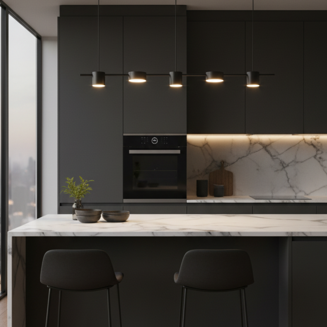 Pendant light metal gold black luminous ambiance -Moderato
