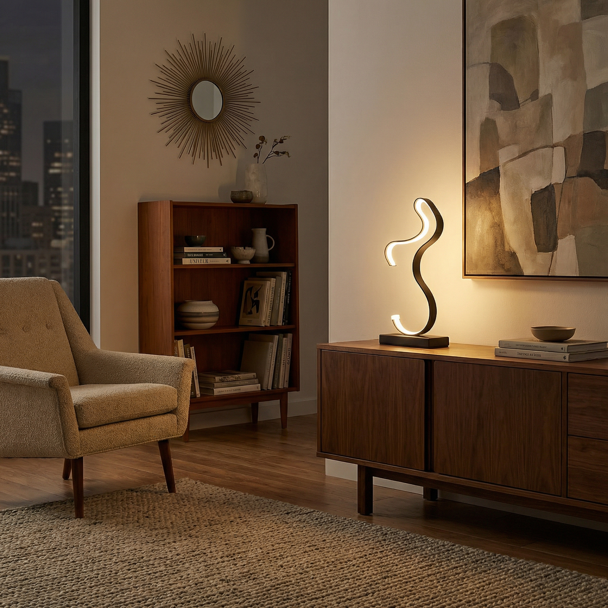 Art Deco Bedside Lamp in Steel and Acrylic – Nocturnelle