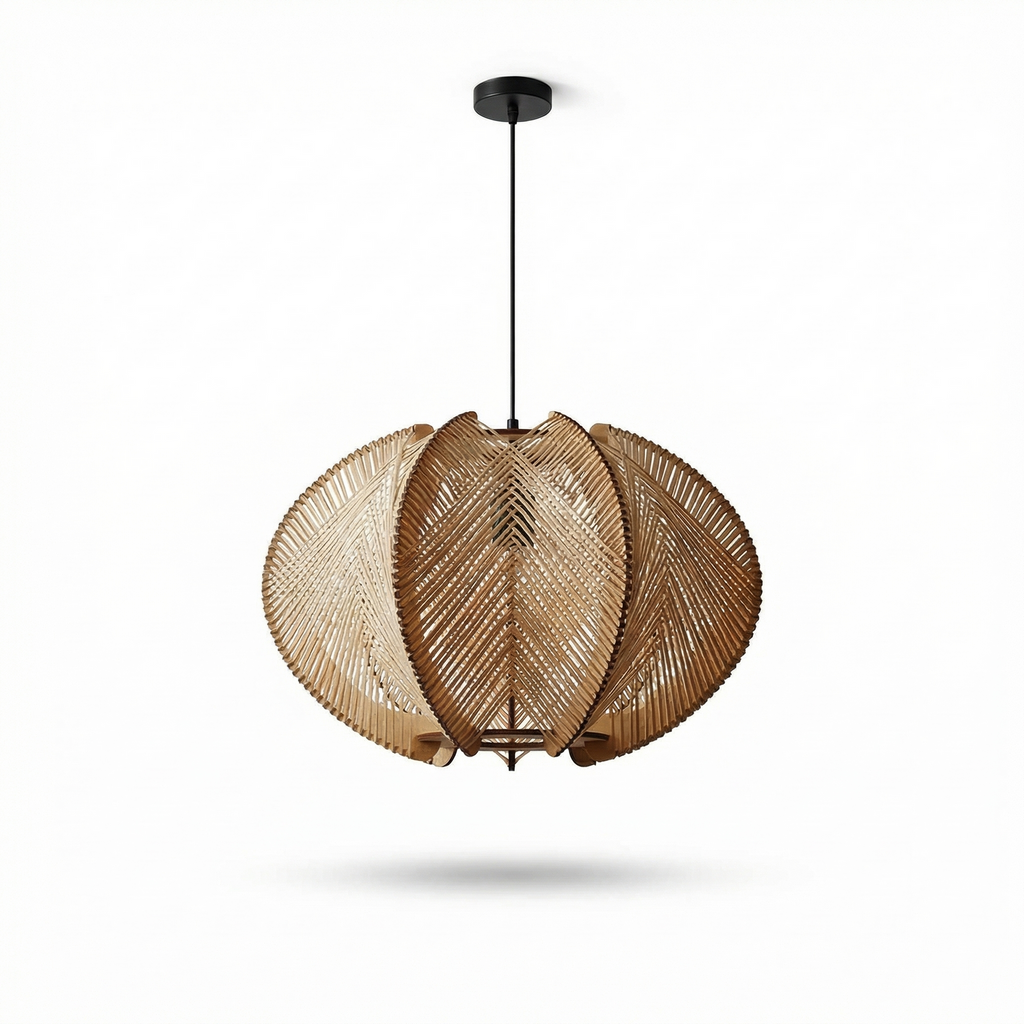 Nordic style bamboo wood pendant light-Calyne