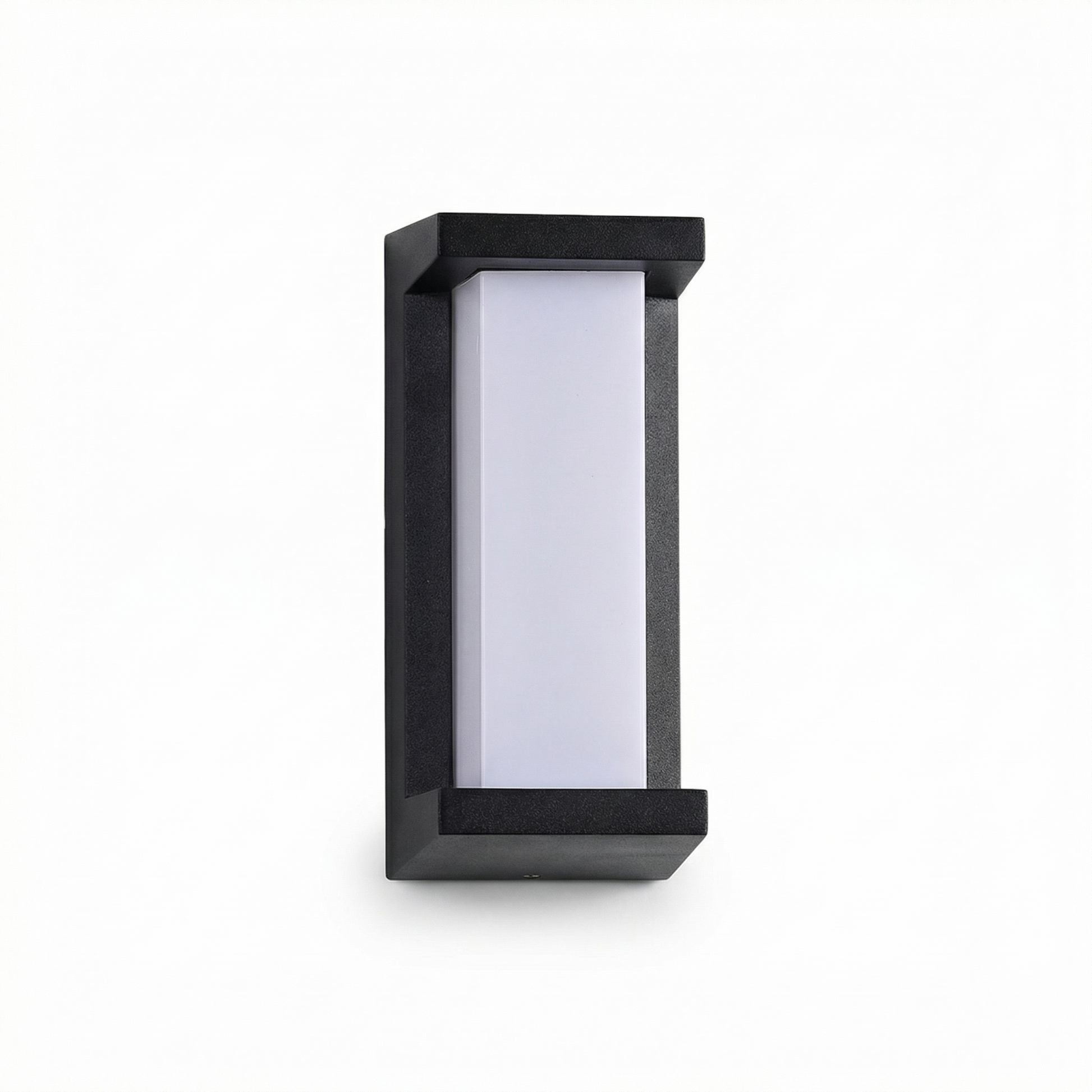 Outdoor wall light in black metal and white glass-Novalise