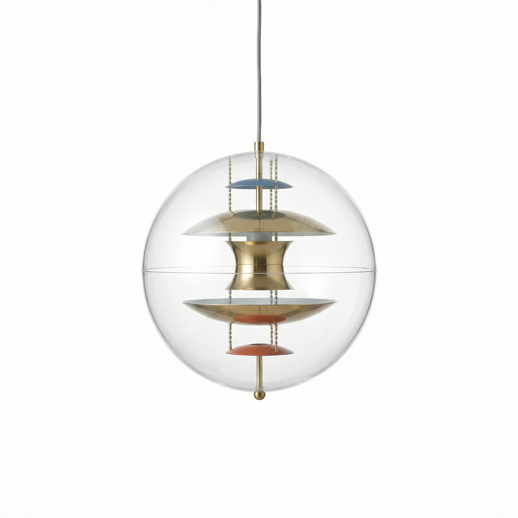 Led sphere pendant light metallic finish contemporary ambiance-Orbital Harmony
