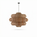 Wabi-sabi style woven rattan pendant light for dining room-Naiadis
