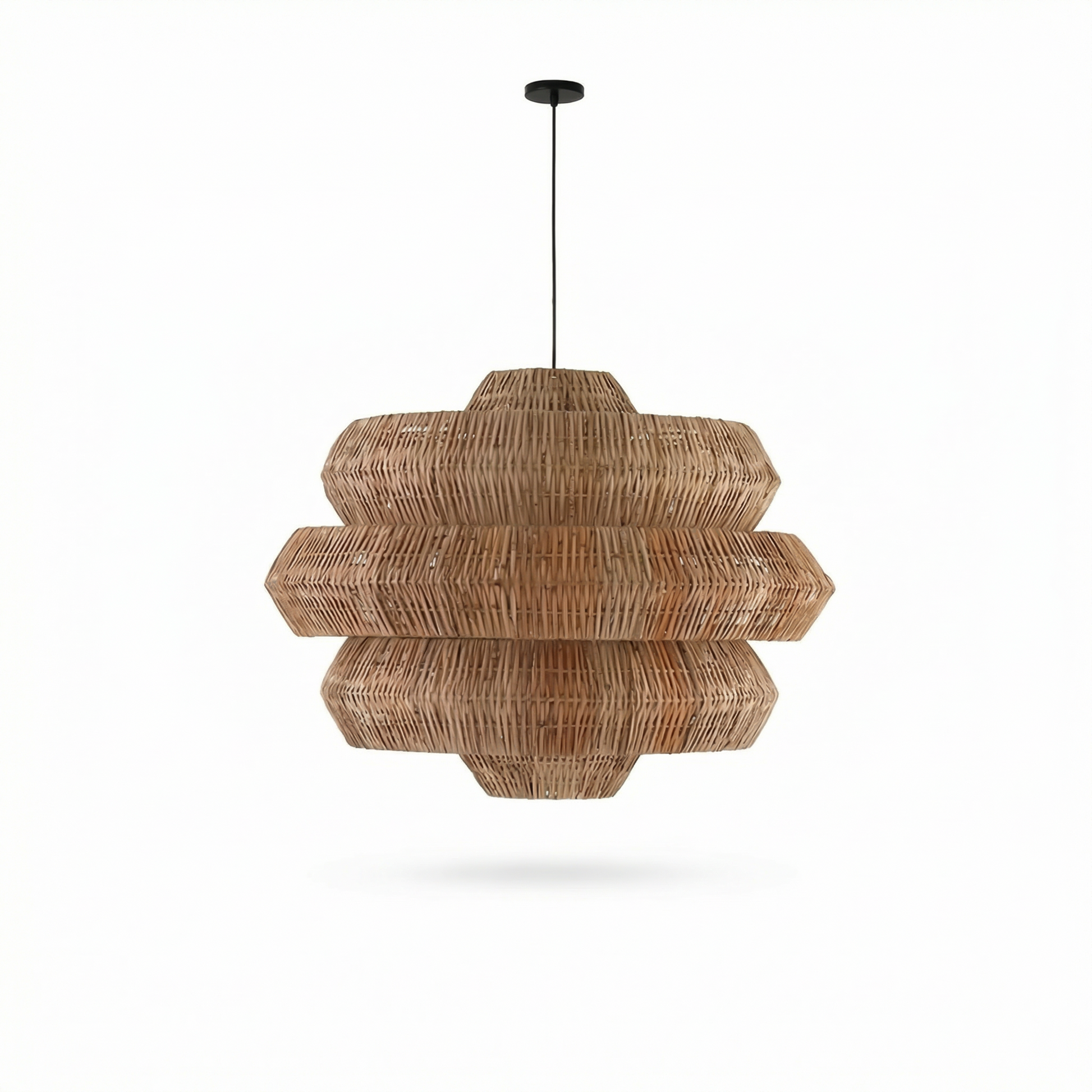 Wabi-sabi style woven rattan pendant light for dining room-Naiadis