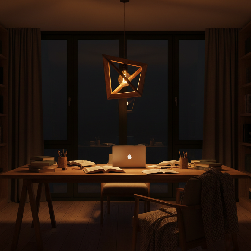Lumysa – Art Deco Carved Wood Pendant Light