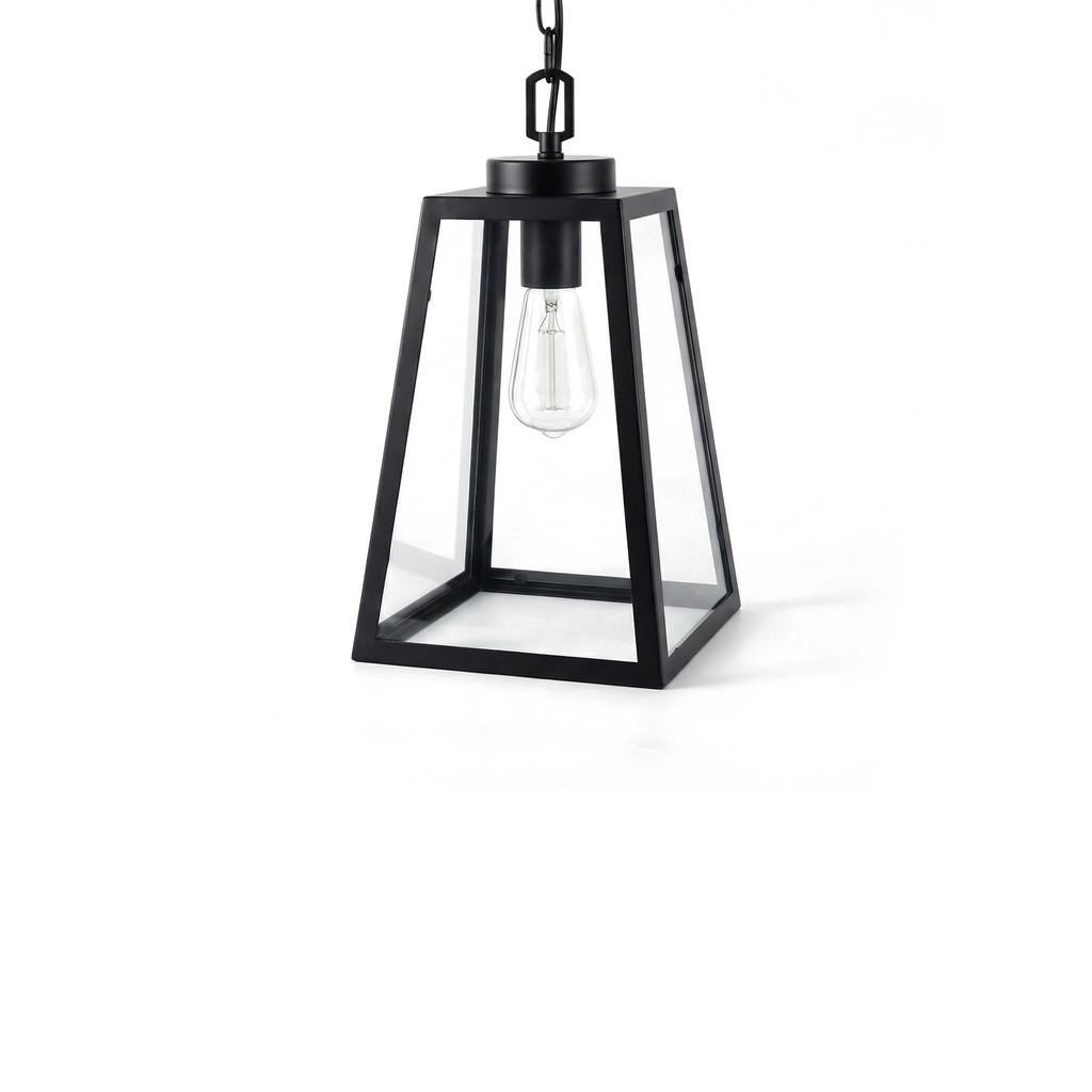 Wrought iron and black glass pendant light-Noircelest