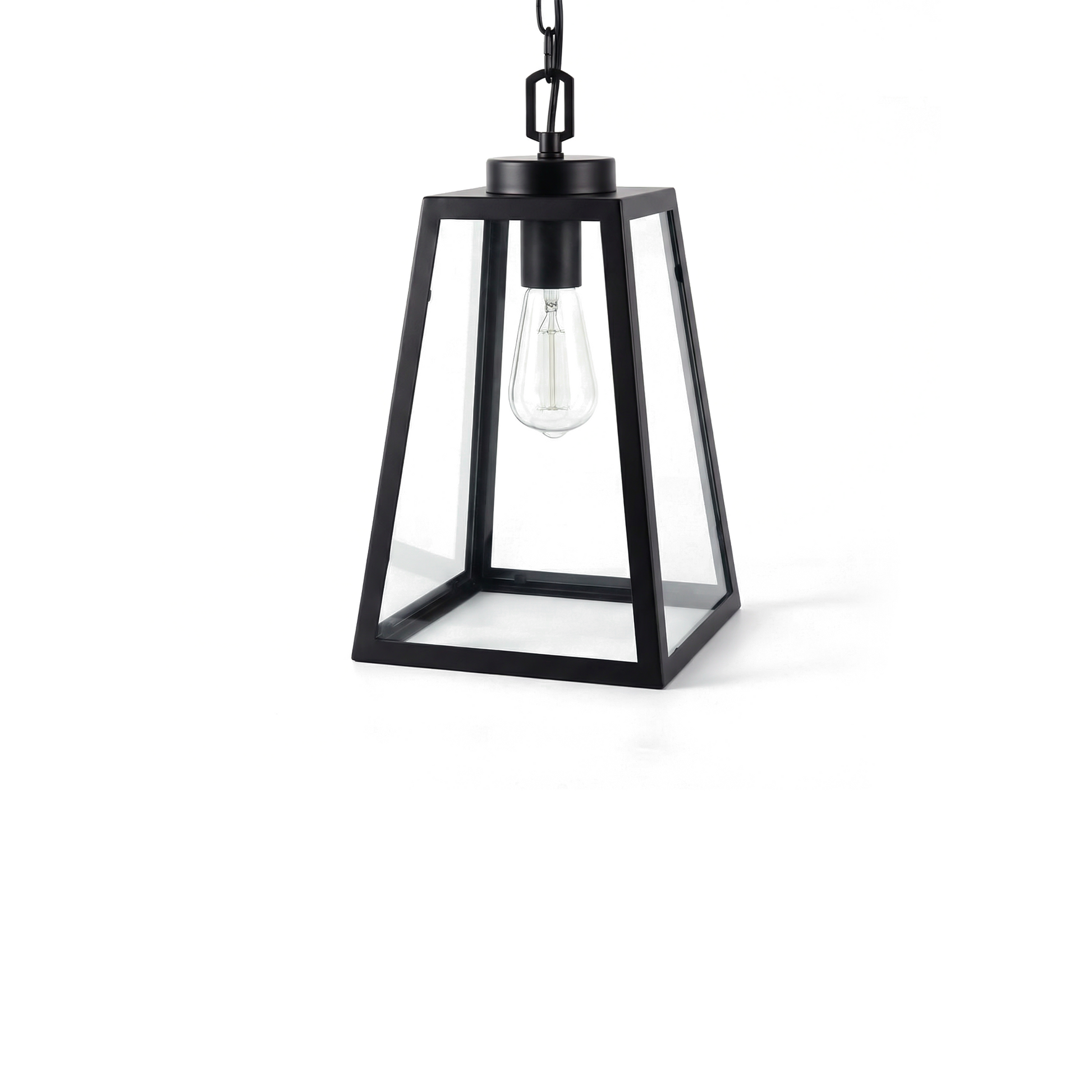 Wrought iron and black glass pendant light-Noircelest