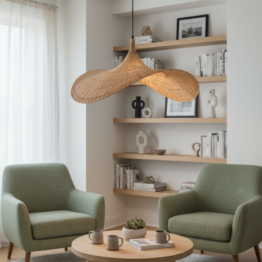 Bohemian bamboo pendant lamp for interiors-Astalume