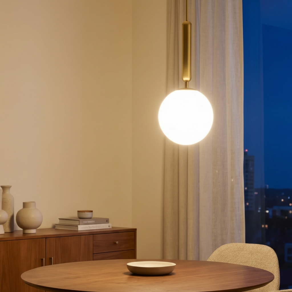 Modern pendant lamp in metal and opal glass-Zéphyria