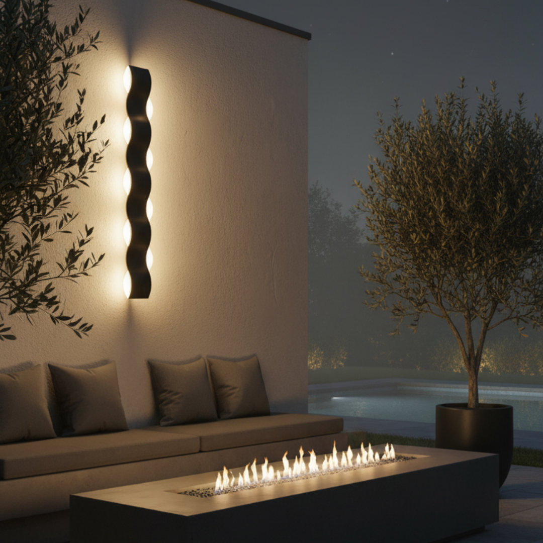 Modern Wavy Iron Outdoor Wall Light – Ondulys