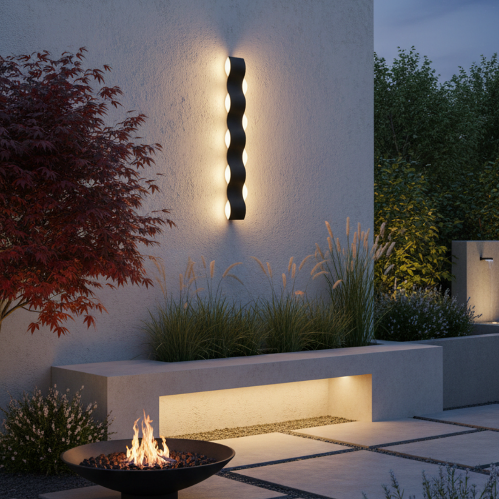 Modern Wavy Iron Outdoor Wall Light – Ondulys