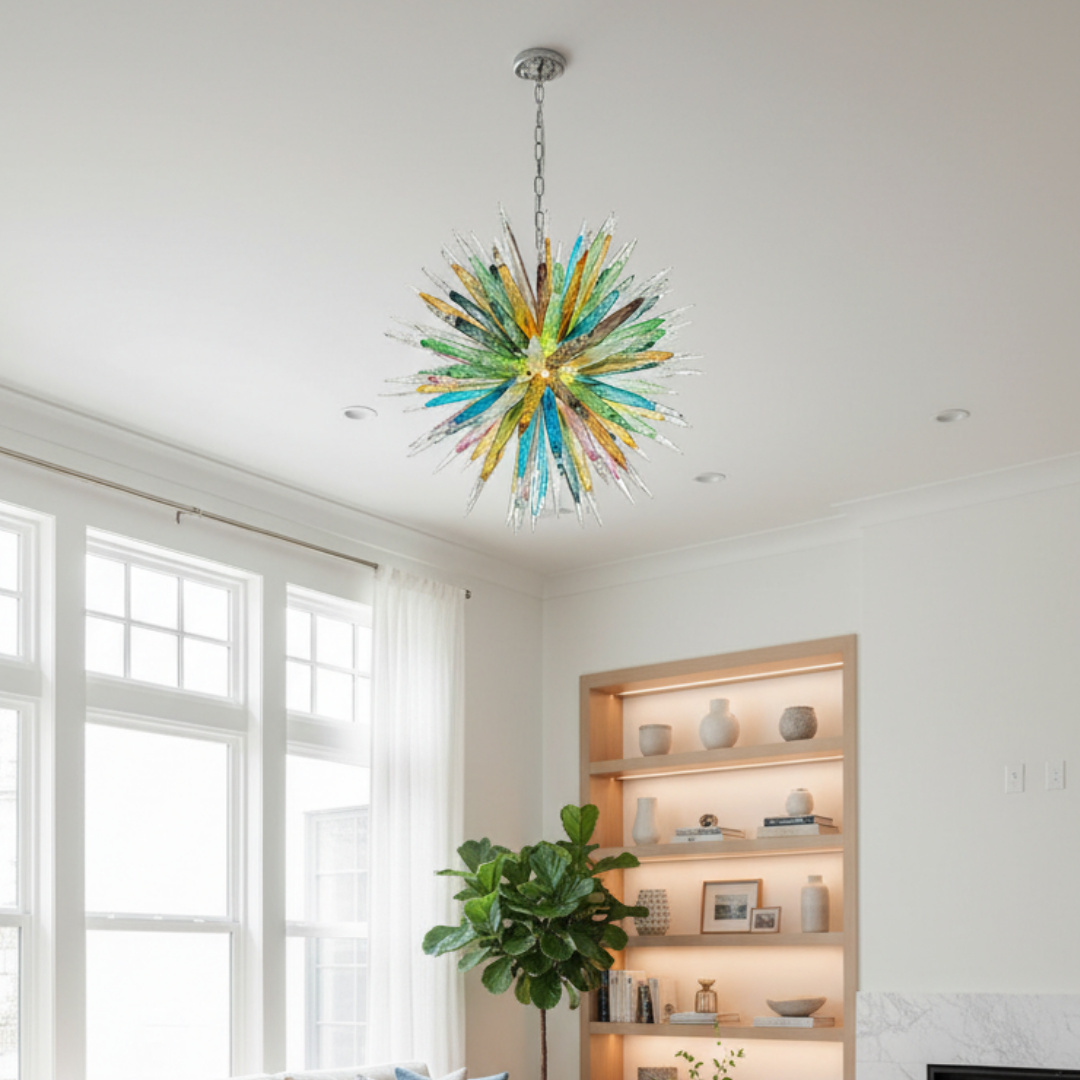 Multicolored murano glass chandelier-Aurorice