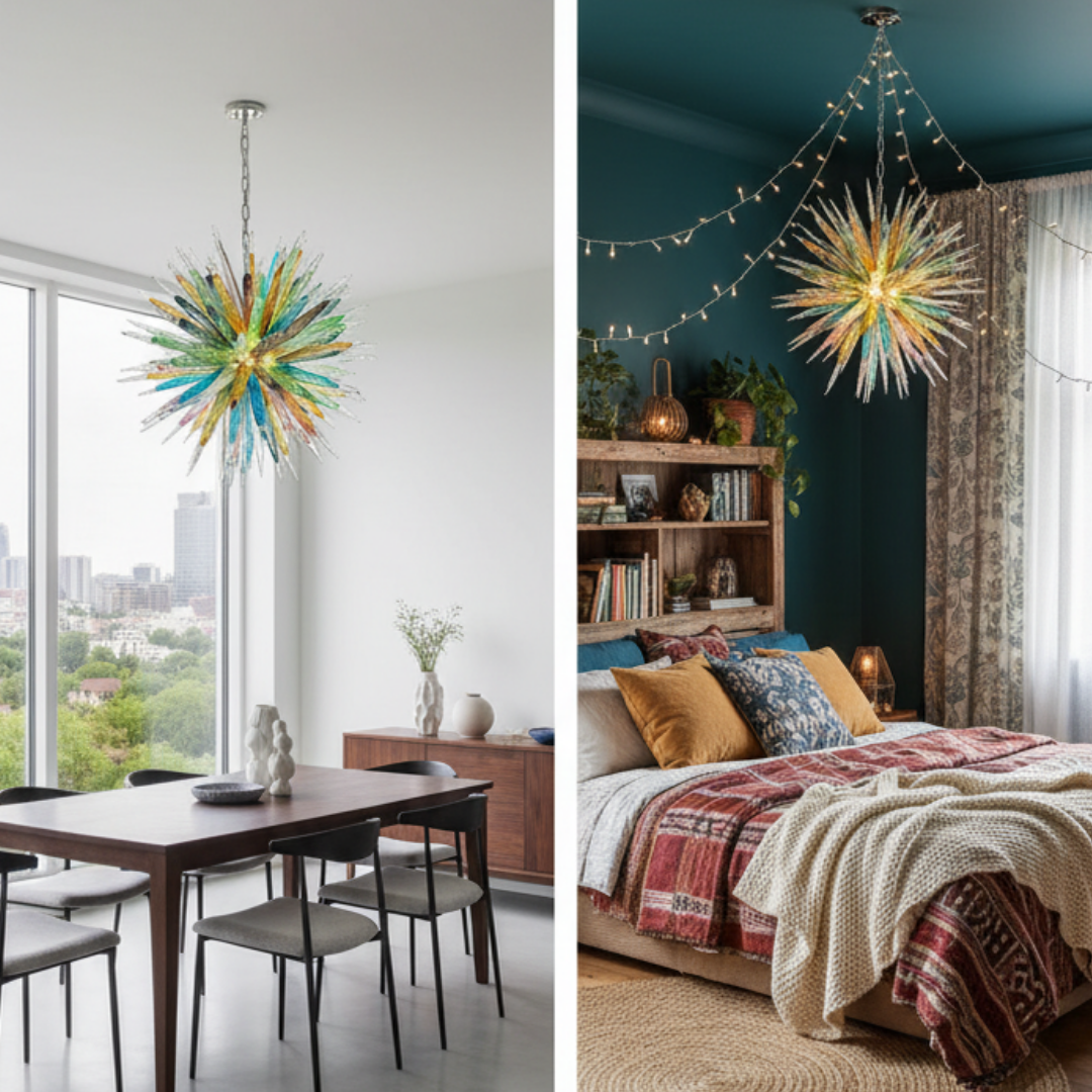 Multicolored murano glass chandelier-Aurorice