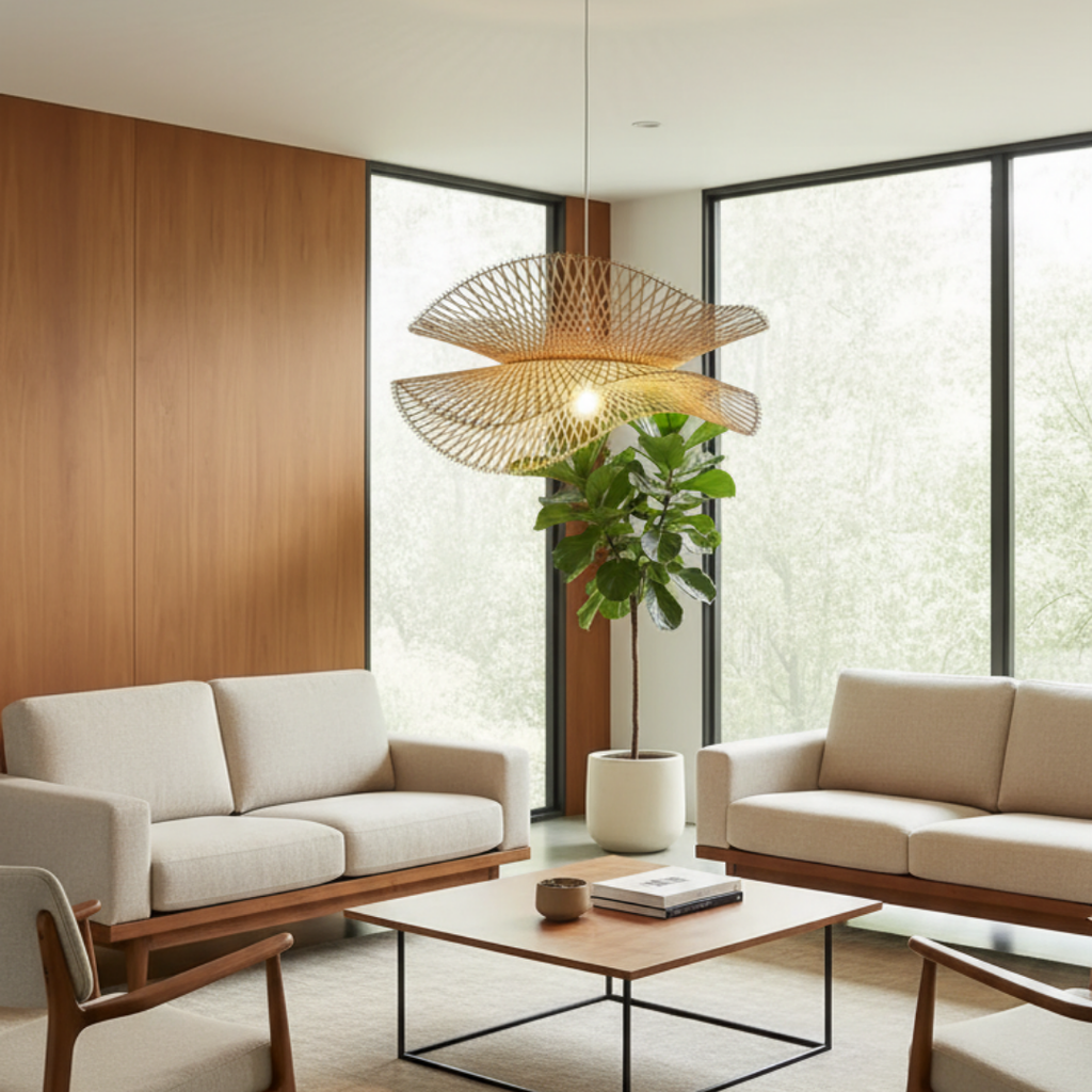 Bohemian style woven bamboo pendant light-Savanara