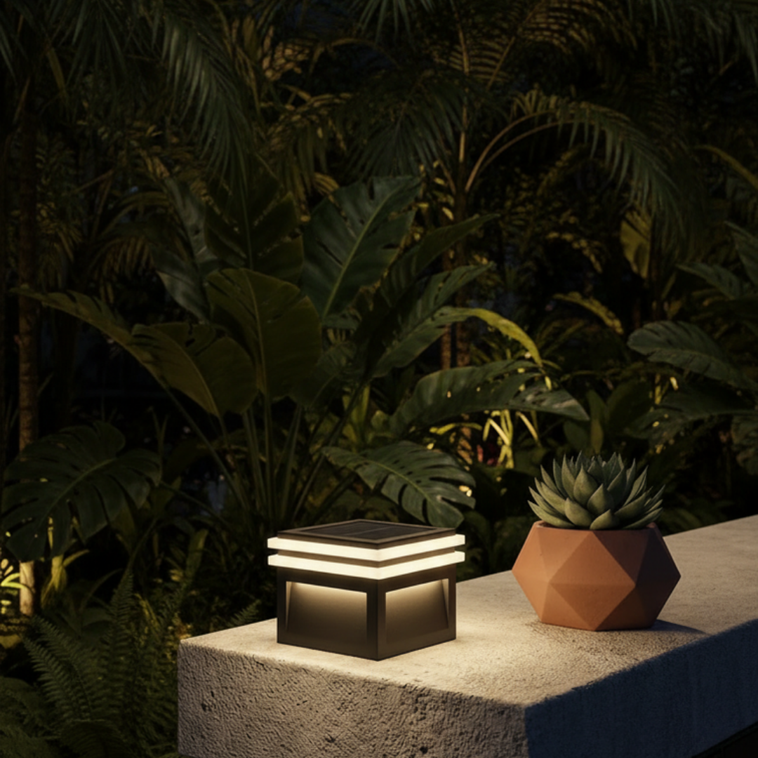 Square Stainless Steel Outdoor Solar Lamp – Hélion