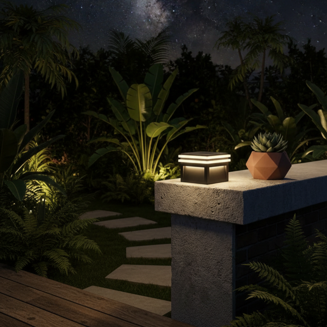 Square Stainless Steel Outdoor Solar Lamp – Hélion