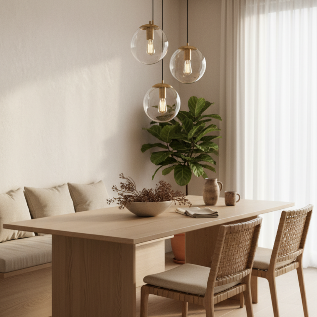 Orécole – Modern Pendant Light in Gold Metal and Glass